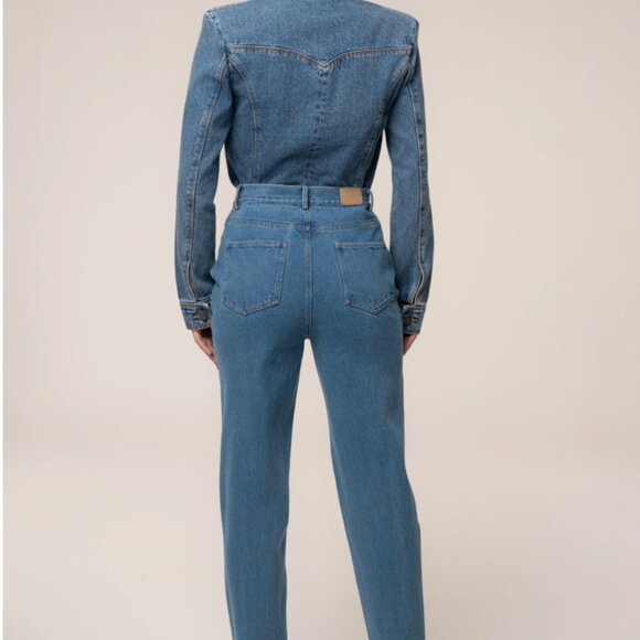 JuxLabel Denim Bodysuit Sz XL - Picture 7 of 9